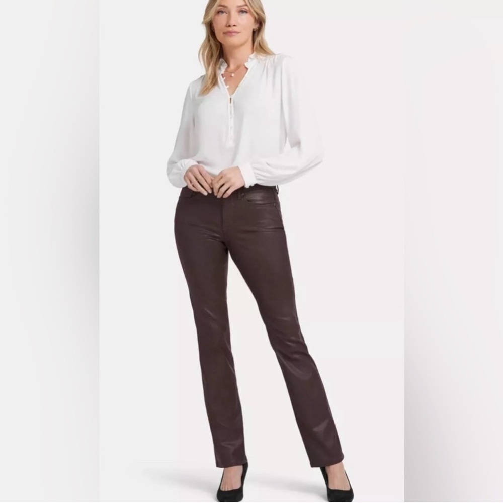 NYDJ Marilyn Classic Coated Stretch Straight Leg Jeans Size 8P NWT